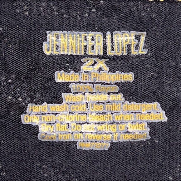 2X J Lo Black Gold Leopard Animal Wrap Look Top Stretch Shimmer Draped Plus - Picture 12 of 12